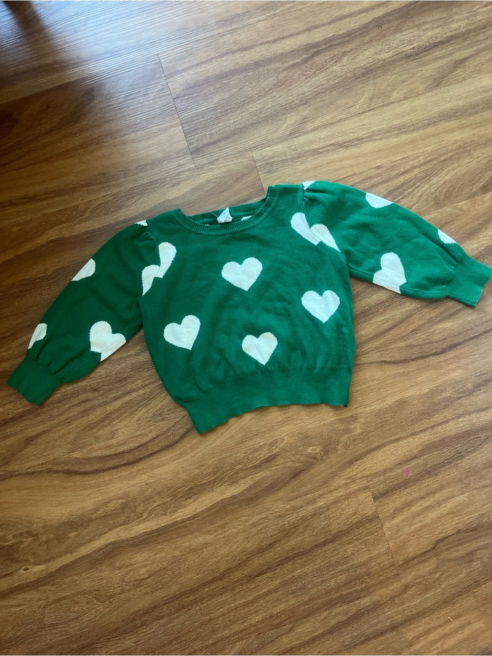 GAP Green Sweater with White Heart Pattern
